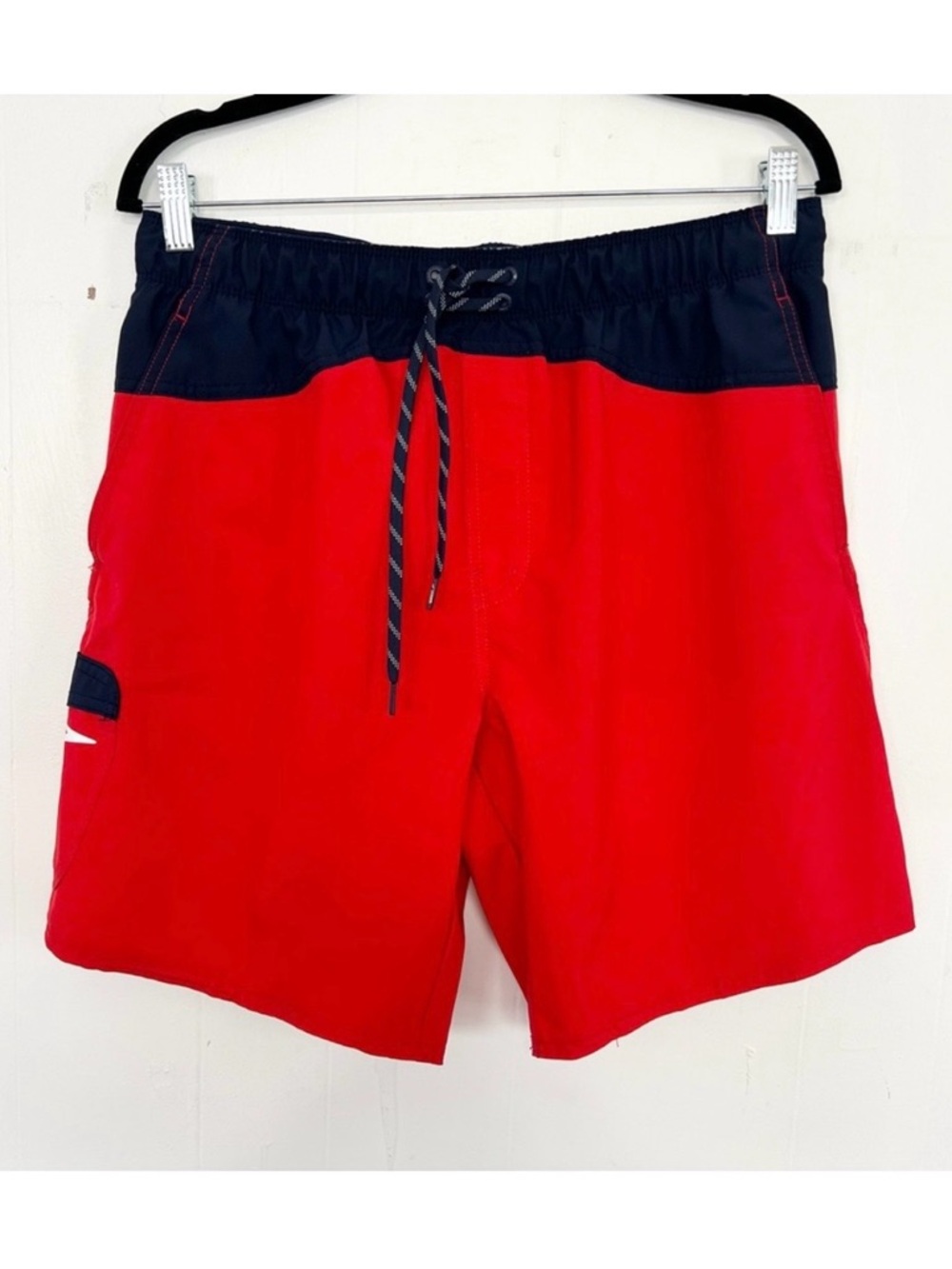 Speedo‎ Red Navy Colorblock Swim Trunks Men's Large ly